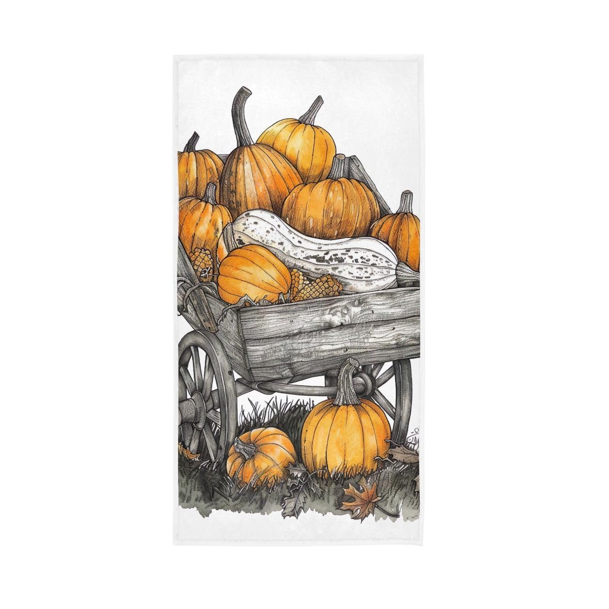 HUYGD Fall Old Wooden Pumpkins Hand Towel, Hand Towels for Bathroom Clearance 15 x 30 Inches