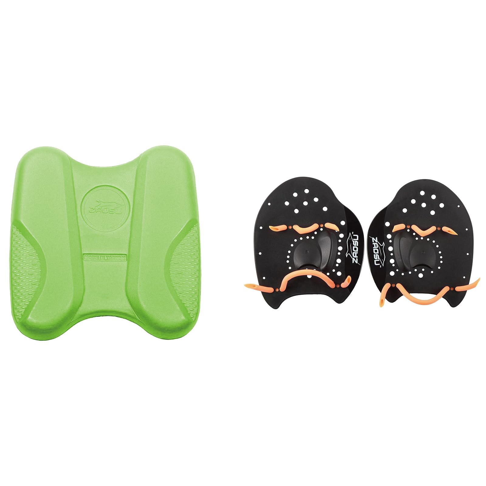 ZAOSU Trainings-Set Performance Pull-Kick & Hand Paddles für Schwimmen & Triathlon, Farbe:grün, Größe:M (Orange)