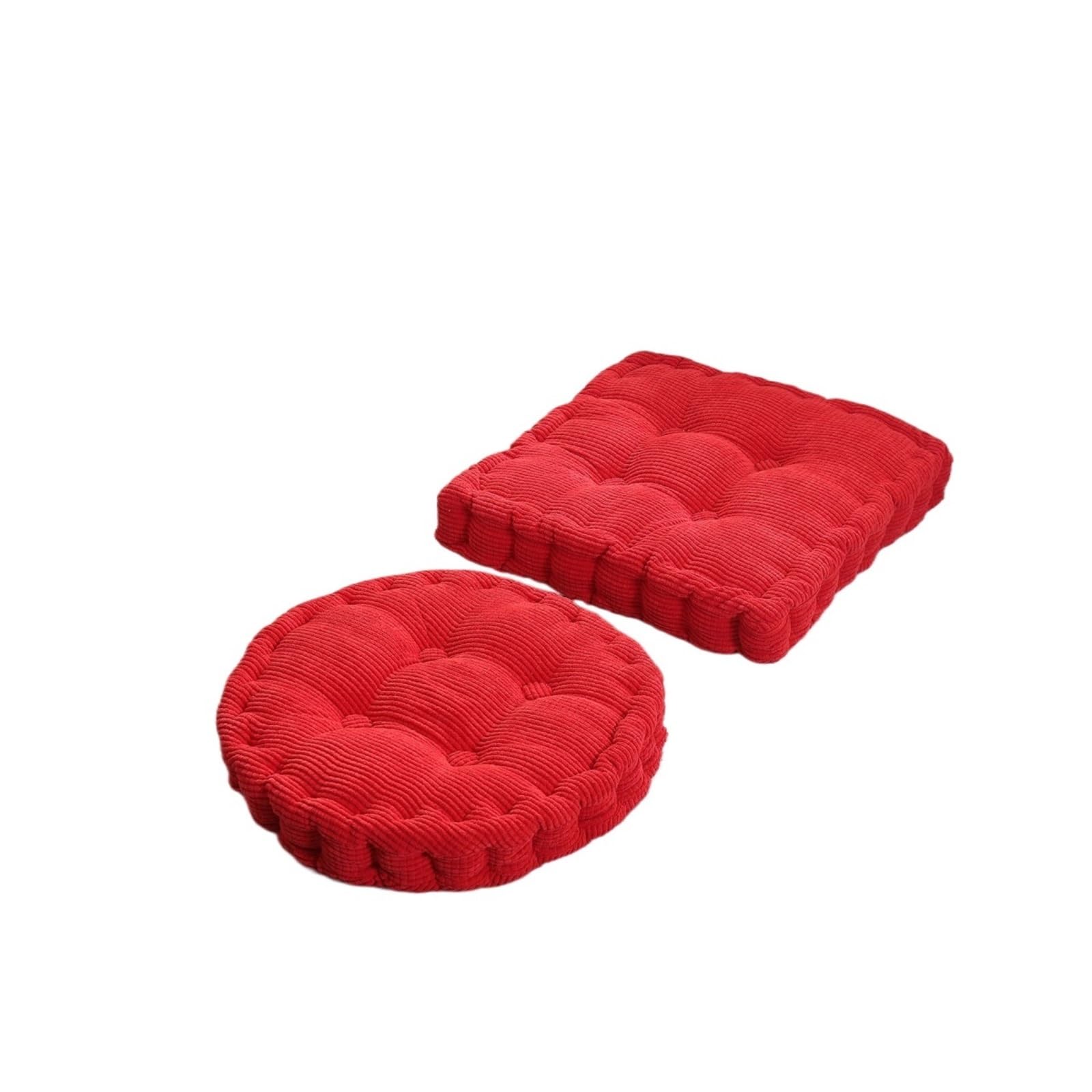 GIJMZY Floor Square Pillow For Seating On Solid Tufted Thick Pad Cushion For Yoga Balcony Chair Seat Cushions Pouf(Red,Round 45cm)