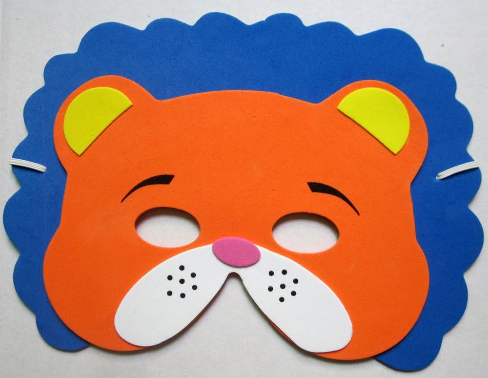Kids Foam Lion Face Masks for Jungle and Zoo Party, 2 Pcs