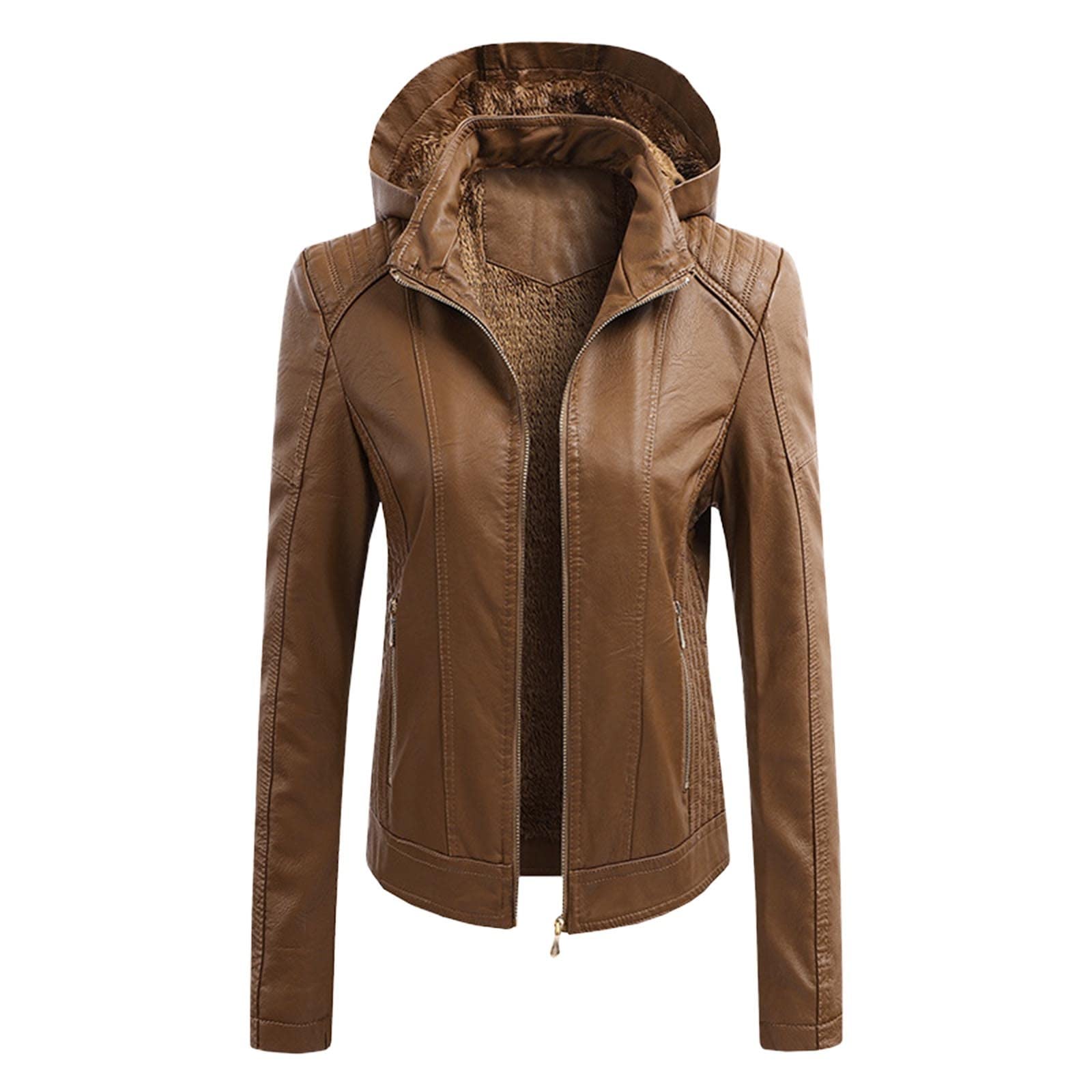 Chaqueta Motera Mujer, Cazadoras Piel Mujer Bomber Mujer Biker Chaqueta Corta Tallas Grandes Breasted Relaxed Fit Jacket Lapel Belted Overcoat Chaqueta De Motorista Jacket Coated Biker Suave Al Tacto
