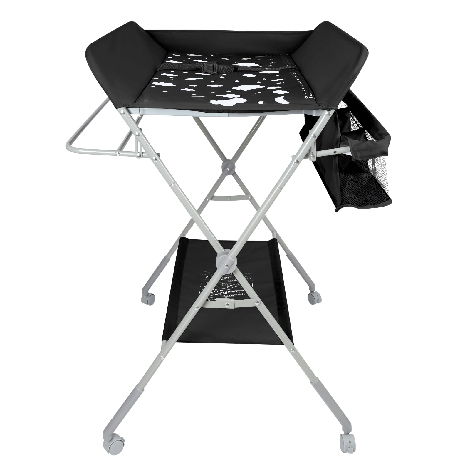 Mueble Cambiador Bebe Plegable y Portátil, Cambiador con 4 Ruedas, 3 Posiciones de Ajuste de Altura, Bañera Cambiador-80 * 58 * 90cm-negro