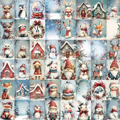 50PCS Vintage Christmas Stickers Winter Aesthetic Stickers