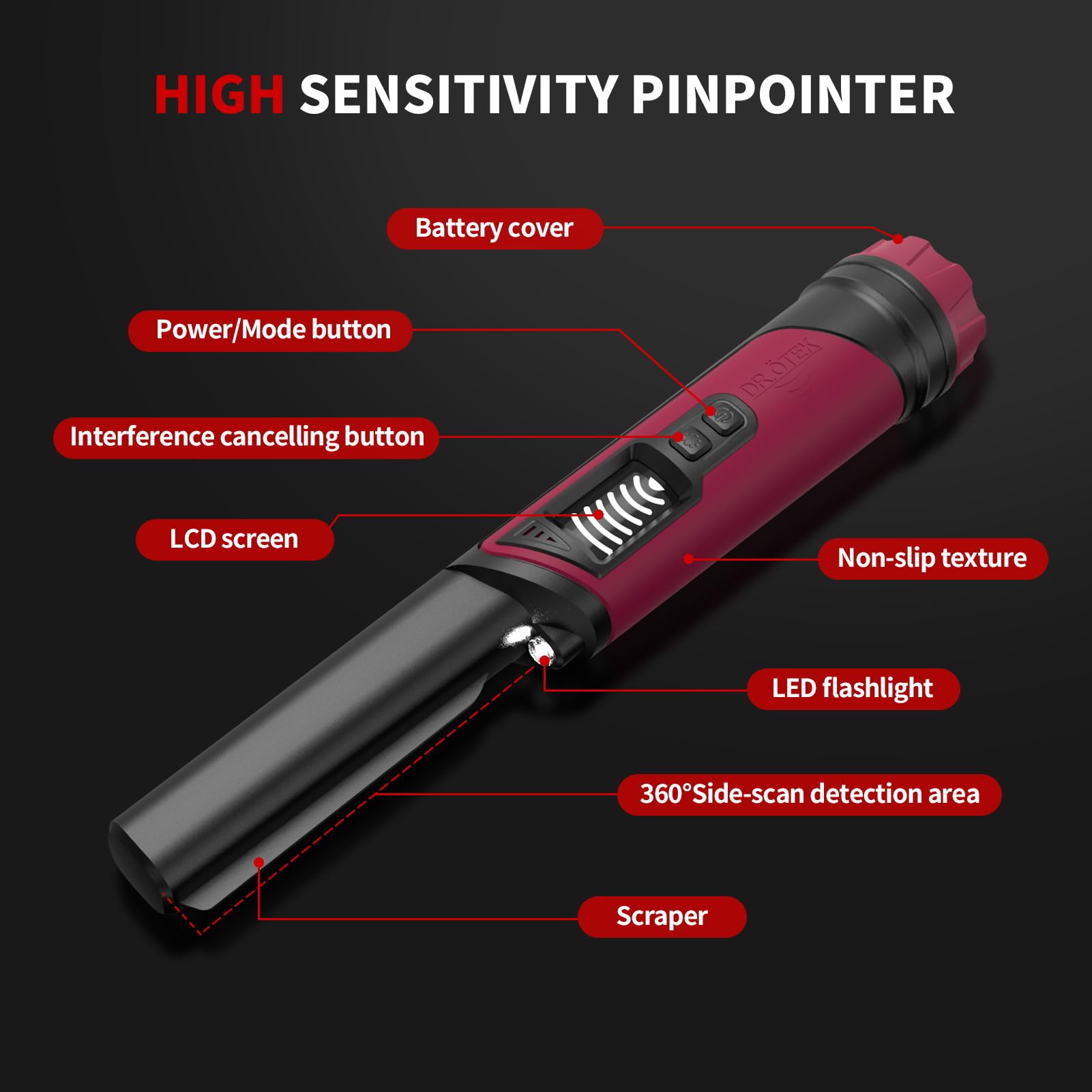 DR.ÖTEK Detector de etales Pinpointer IP68 – Varita de ano subarina