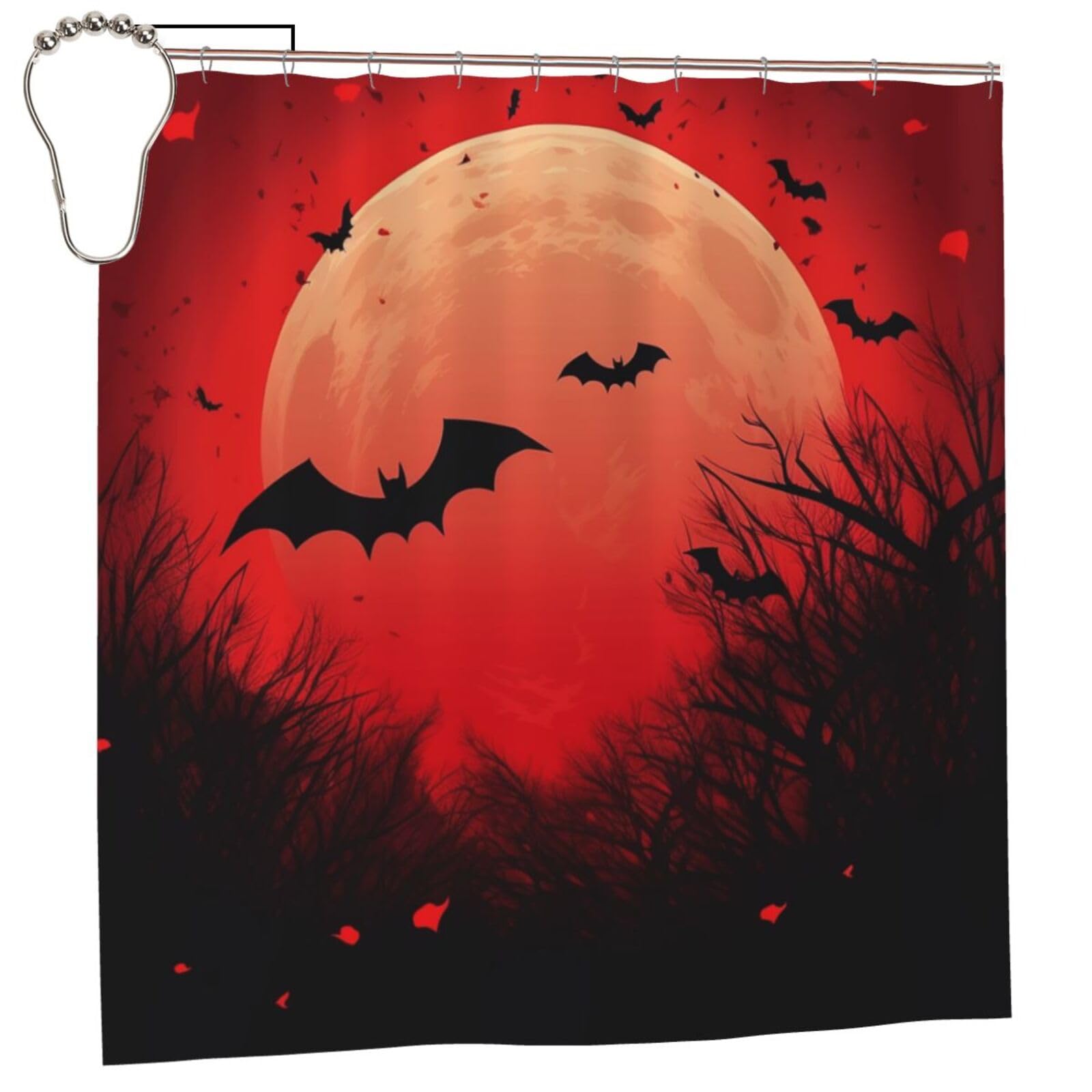 Rideau de douche imperméable anti-éclaboussures 183x183 cm motif Halloween