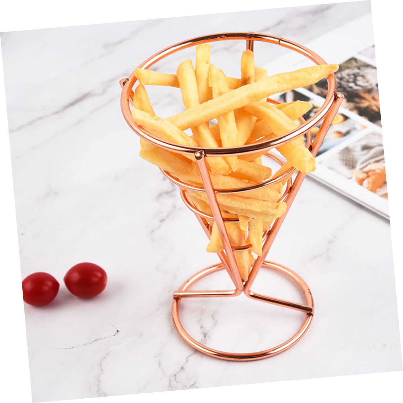 CATIEBYE 2pcs French Fries Cone Basket Holder Creative Snack Display Rack for Fried Chicken Appetizers and More for Restaurants Cafes and Parties