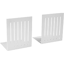 Spectrum Heavy Bookends for Book Shelves Cookbooks Vinyl Records, No Skid Heavy Duty Metal Decorative Book Stopper Sturdy Steel Holder for Home Office Large Bookends for Heavy Books, White