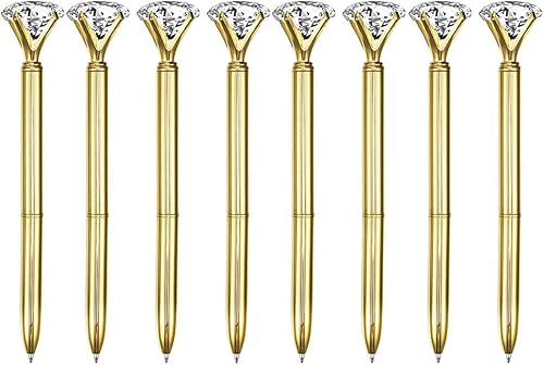 Miniatura 5 de CLARA 8 Uds Big Diamond Bolígrafos Rhinestone Crystal Metal Bolígrafo Negro Tinta Plata