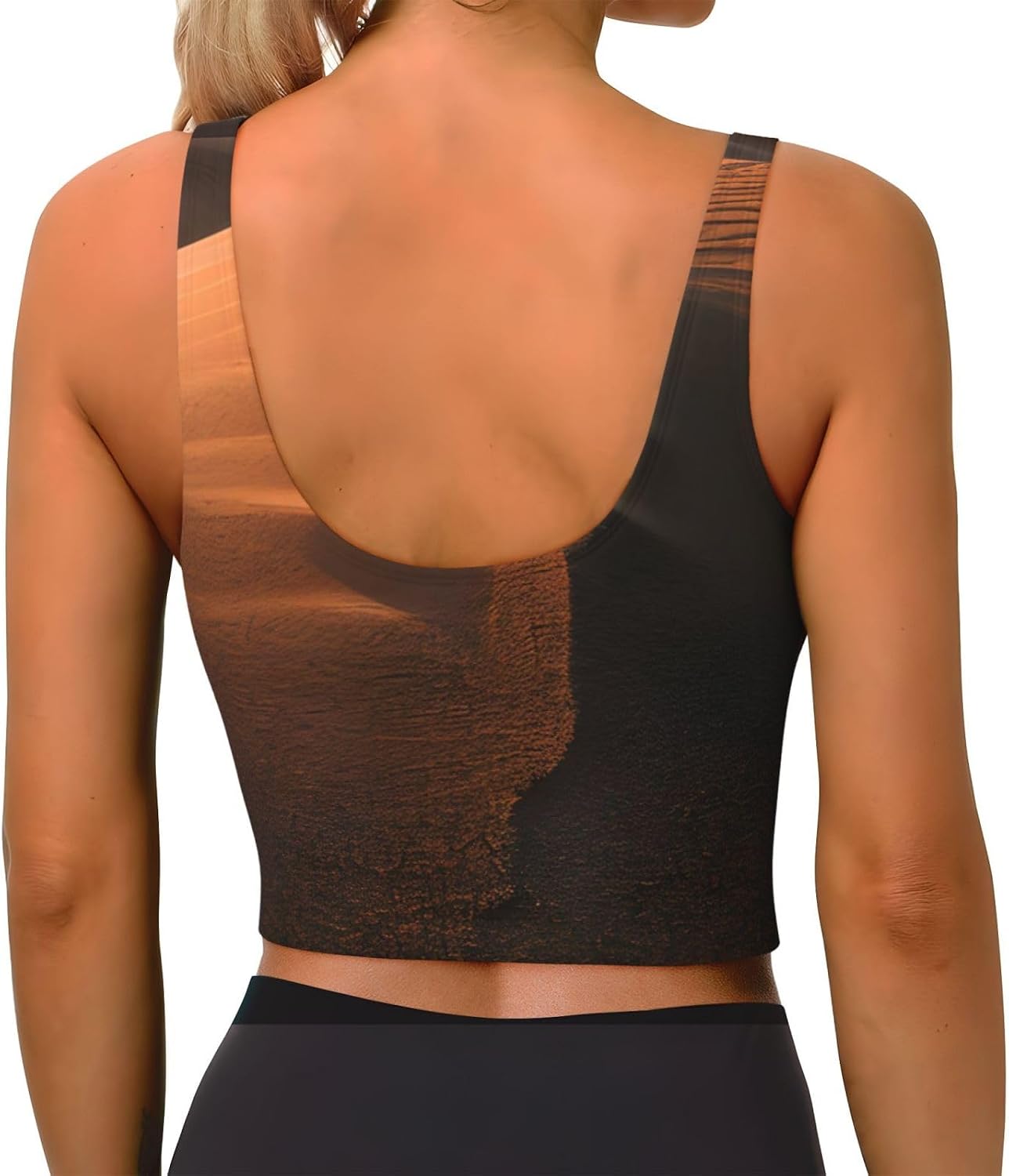 Sand Dunes Print Women's Sports Bra Tank Tops,Longline Sports Bras for Yoga,Workout and Running
