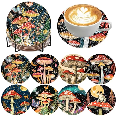 Dessous de verre champignon pour apéritif bohème et décoration de table vintage