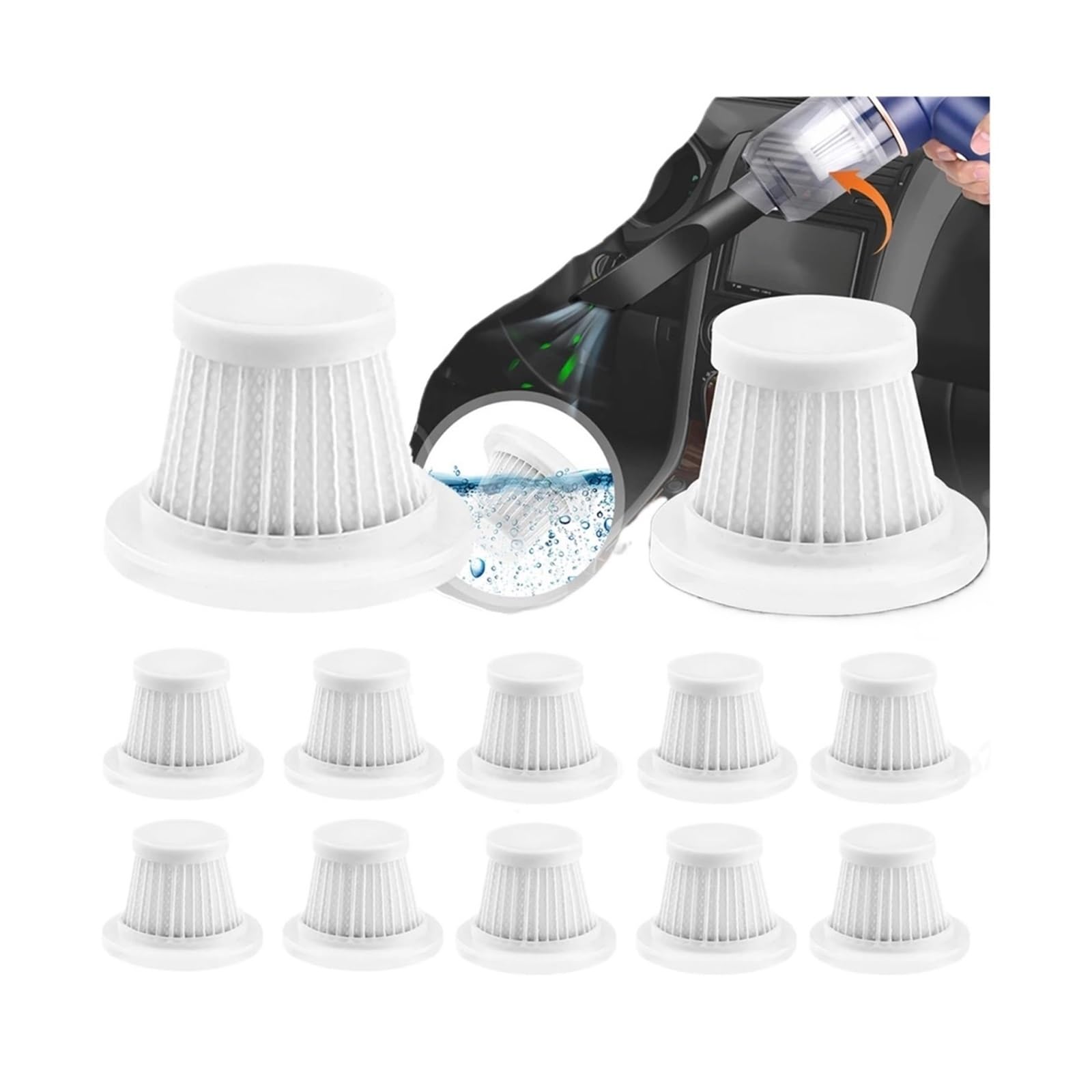 Piezas De Filtro Hepa De 5/10 Uds., Elemento De Coche Doméstico, Filtro De Repuesto Inalámbrico For Aspiradora De Mano(10pcs)