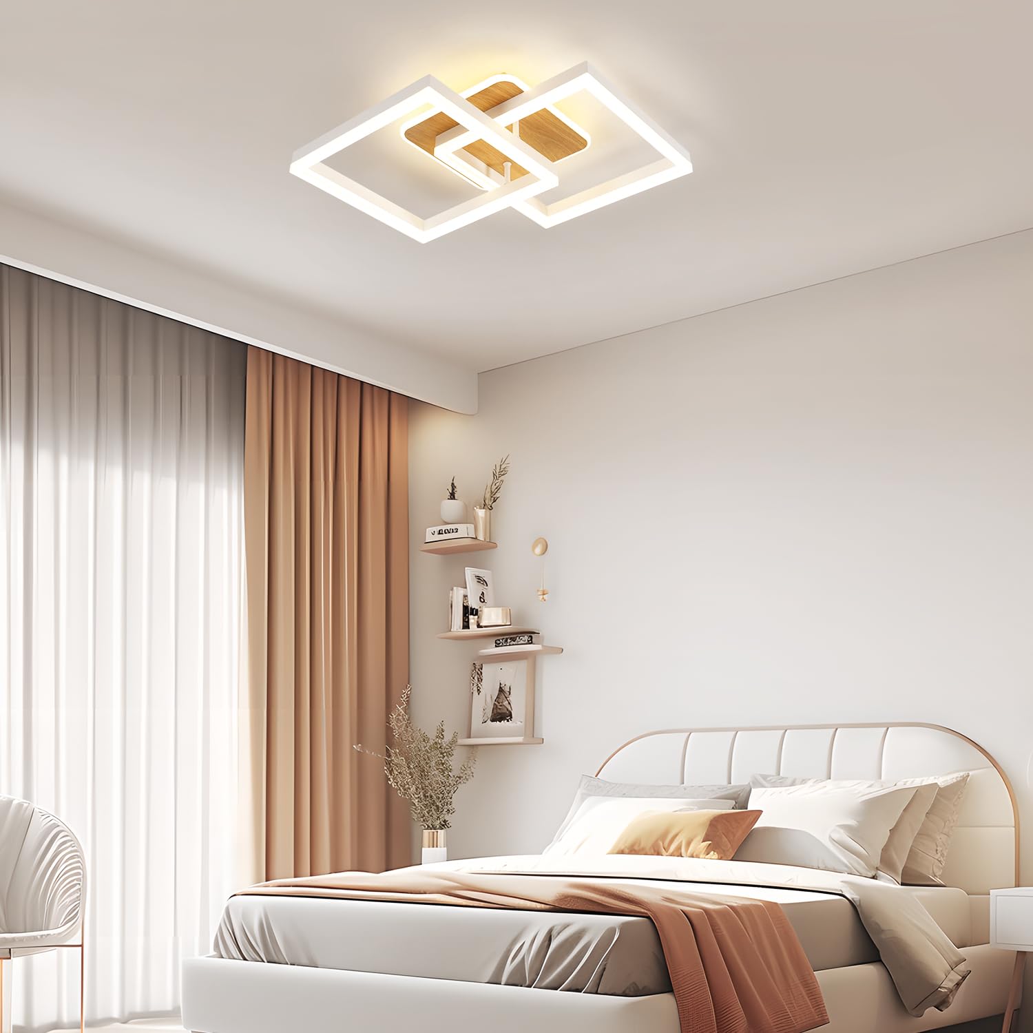 Comely Plafonnier LED 40W 4500LM, Luminaire Dimmable Avec Télécommande | Blanc Carrée 3000K-6500K Moderne Lampe LED pour Chambre Cuisine Salon