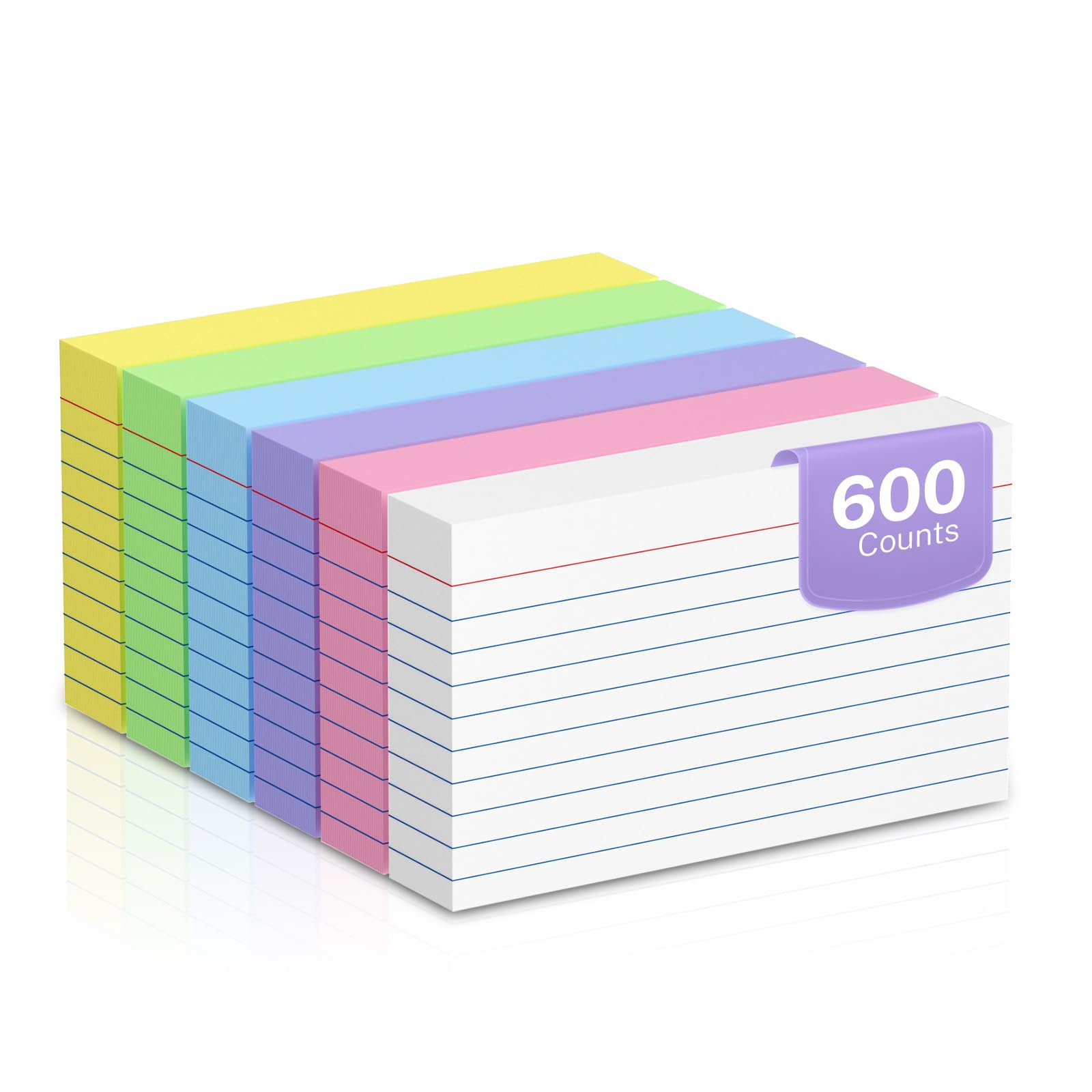 600 Count Colored Index Cards 3 x 5 Inch Ruled Index Cards, Flash Cards College Ruled for School, College, Office and Home Organization, Durable Study To Do List Note Cards with Ruled Lines โ image 1