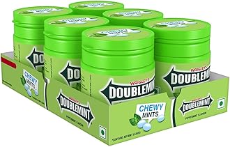 Chewy Mint Pot | Peppermint Flavour Chewing Gum | Mint Gums For Instant Freshness | Comes in a Resealable Pocket Bottle | Easy to Carry | 56.7g | Pack of 6