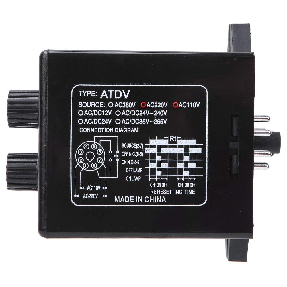 Oumefar AC 220V On Off Twin Timer Relay Knob Control Timer Switch High Precision On Off Timer Relay ATDV-NC Timer Relay Switch for Circuits Knob Control Relay