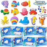 24 Pack Valentine's Day Cards for Kids with Plaster Painting Kit for School Classroom Valentine's Gift Exchange, Valentine's Party Favor for Kids, Valentine's Prize, Valentine's Art and Craft Activity