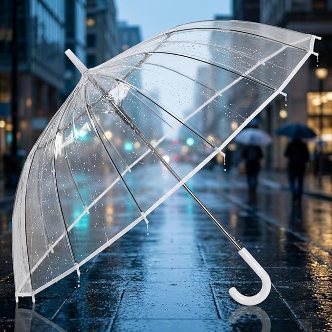 Transparent Windproof Foldable Umbrella Long Design, Clear Rain Umbrella for Travel, Camping, Picnic, Weddings & Outdoor Events-image-9