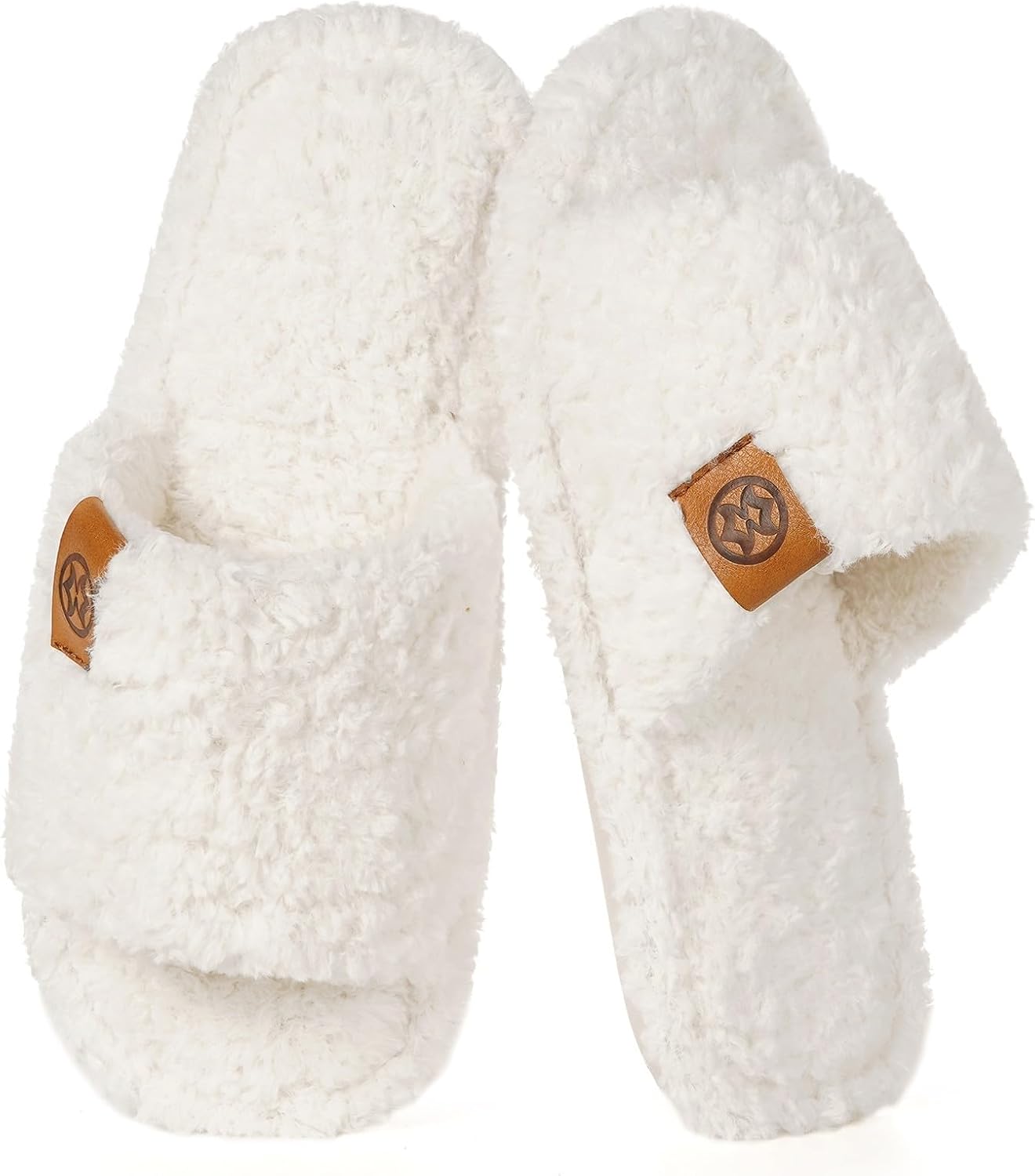 Fuzzy Open Toe Slippers for Women Men Winter Cosy Memory Foam House Slides Shoes Indoor Outdoor Rutschfeste PantoffelnOffene ZehenpartieBequemeFlauschige SlipperMemory FoamTrendyLeichte hauspantoffeln