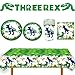 Dinosaur Birthday Party Supplies 3 Year Old Boy Three Dino Rex Plates Napkins and Cups Banners Table Cloth Three Dino-Rex Birthday Party Decorations for Boys T-Rex 3 Rex Bday