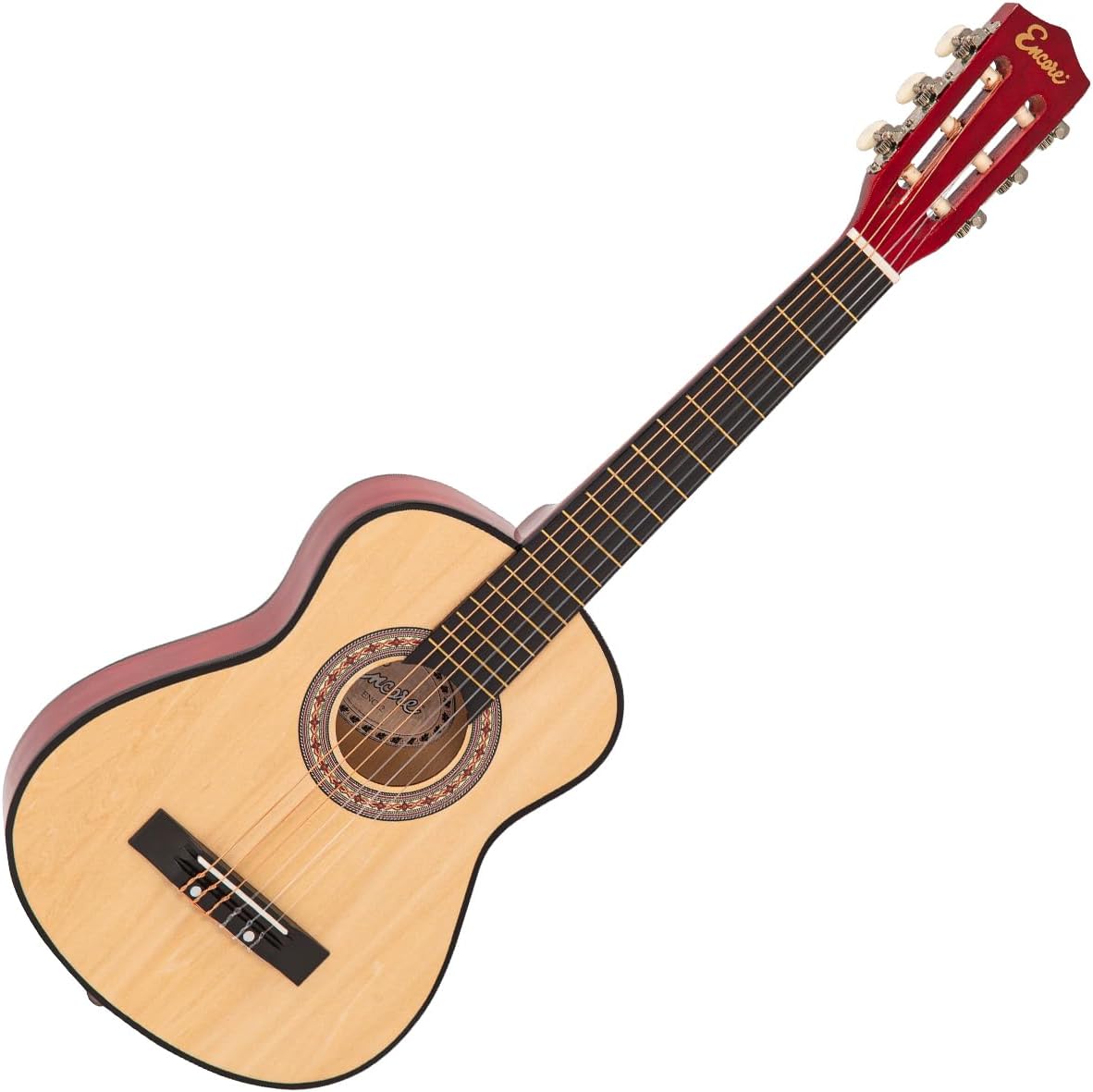 Encore Junior 30″ Classical Guitar Starter Pack – Natural | Kids Nylon String Beginner Guitar Set with Bag, Strap, Pitch Pipe, Picks & Online Lessons