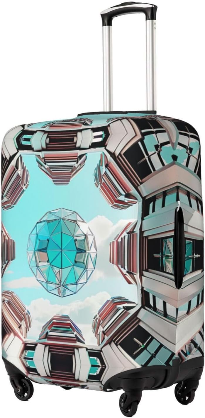 Elastic Washable Suitcase Cover Protector,Geometric Decorative Art Luggage Cover Sleeve Wrap for 18-32 Inches Suitcase Travel Accessories image 2