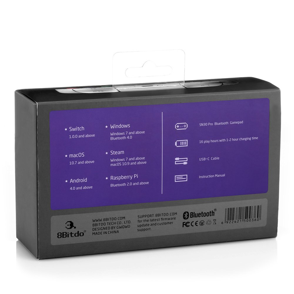 8Bitdo SN30 Pro,Wireless Bluetooth Controller with Classic Joystick Gamepad for PC,Android,Windows,macOS,Steam - Nintendo Switch (SN30 Pro)