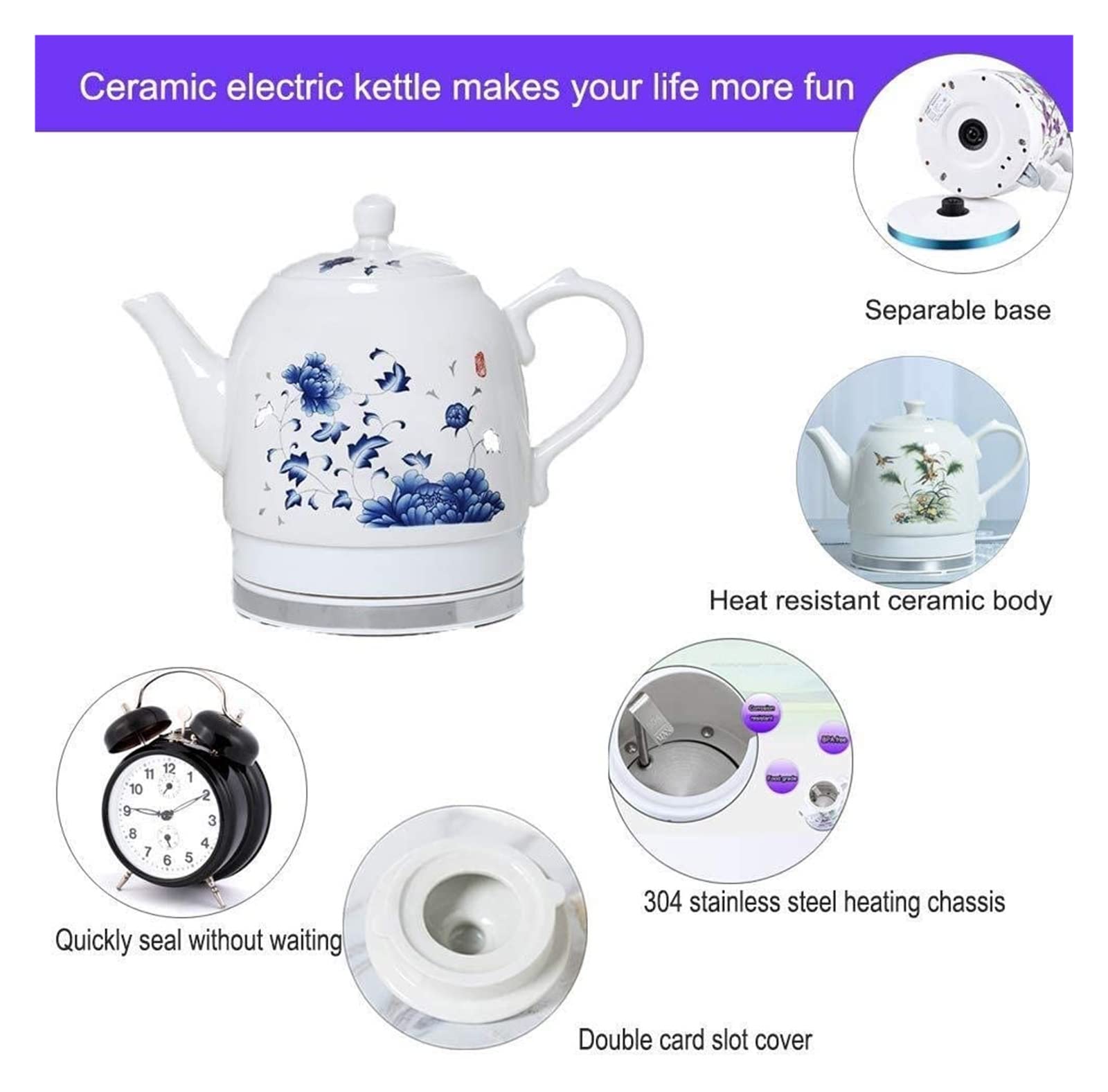 Hervidor eléctrico de café de preparación rápida, hervidor de Agua con Silbato, autoapagado, autoprotección en seco antiquemaduras, Termo de Temperatura Constante, Moda
