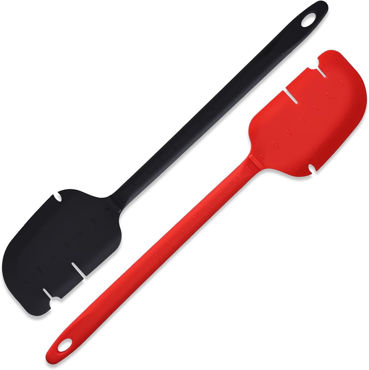 Pour Chute & Scraper for Kitchen Aid Mixer Accessories - Scraper | Silicone scrapers, 500°F, dishwasher safe. Notched groove cleans beaters/whisks/hooks in 1 swipe. Red/Black, fits KitchenAid.