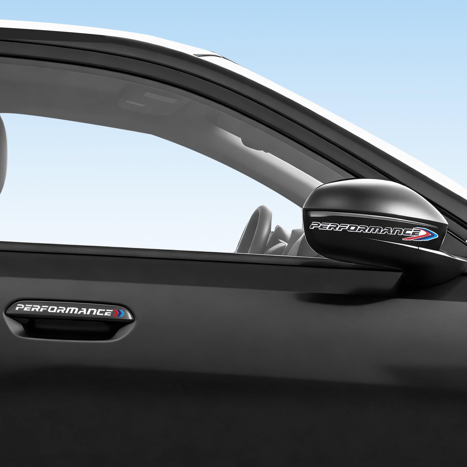 6 Pack Door Handle Sticker and Side View Mirror Stickers Set, 3-Color Stripe Decals for 2025 2026 BMW X3 X5 X1 X7 X4 X2 X6 4 3 5 2 328i 330i 540i 528i M3 M5 Z4 Accessories (Black+White Set)