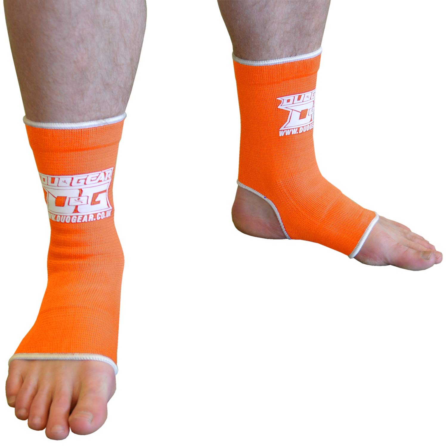 DUO GEAR MUAY THAI ANKLE SUPPORTS KICKBOXING MMA MARTIAL ARTS FOOT BRACE (Kids - Adults) (XS - L) (Orange, X-Small)