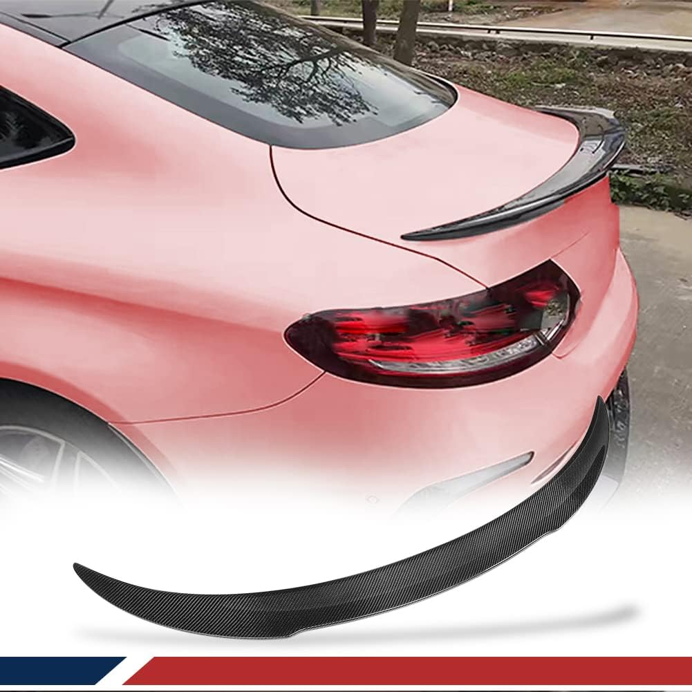 W205 Carbon Fiber Rear Trunk Spoiler for Mercedes Benz C Class W205 Coupe 2 Door C180 C200 C250 C300 C400 C43/C63-AMG 2Door 2015-2019 Tail Wing Rear Trunk Lid Spoiler Wing (Style A)