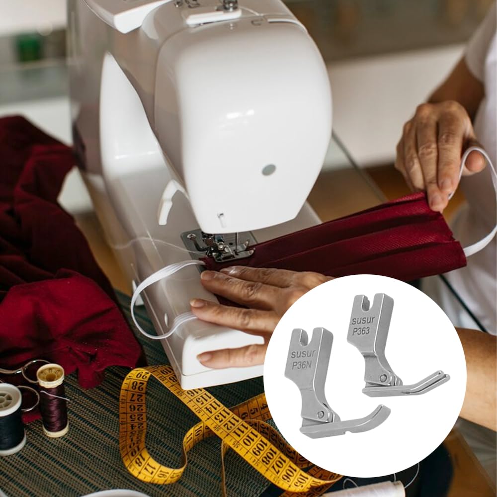 Lot de 4 pieds presseurs pour fermeture éclair compatibles avec les machines à coudre industrielles à pied simple (P36N + P36LN + P363 + S518N)