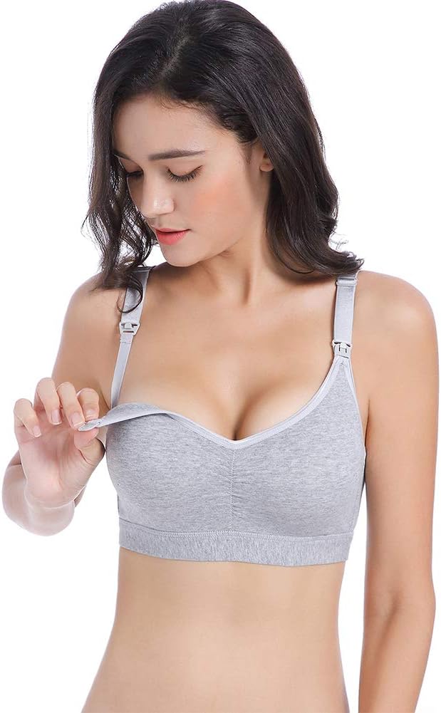 ionlyou Women's Maternity Breastfeeding Nursing Bra for Petite Small Chested Pregnant Mama, Unsnap to Nurse