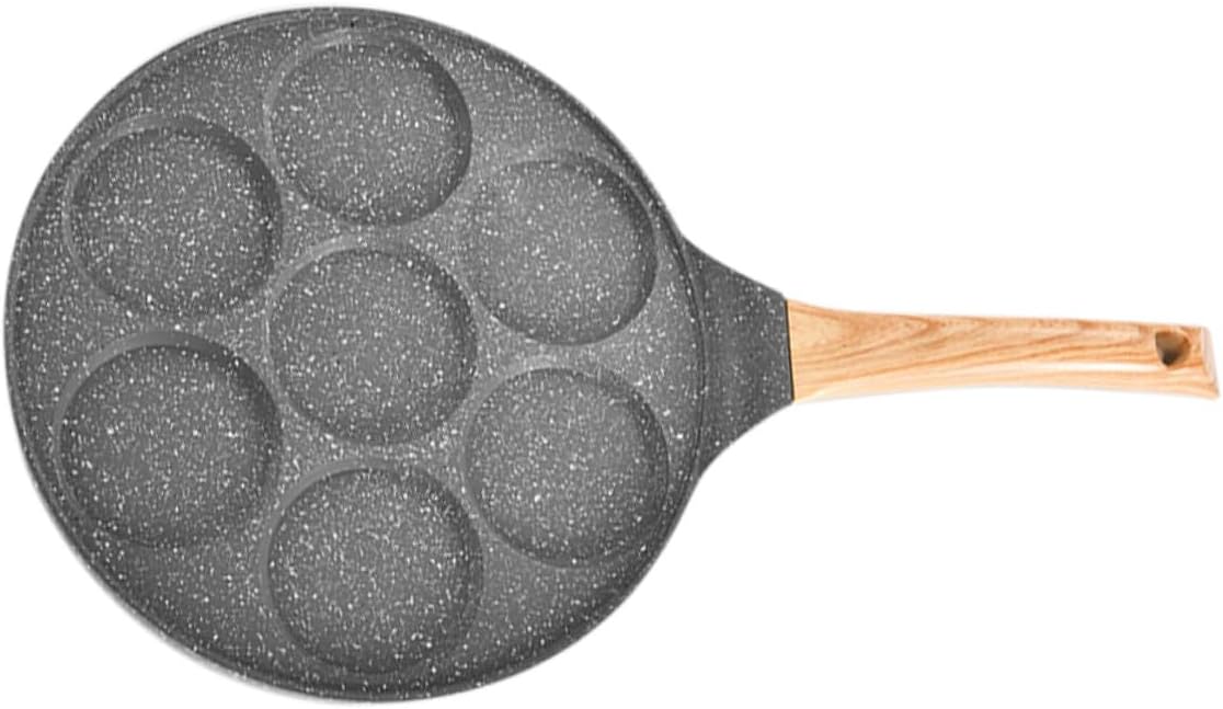 Nonstick Outdoor Seven Hole Pancake Frying Pan with Handle High Temperature Resistant Versatile Cooking Skillet for Eggs and Omelettes Easy Clean Stone Coated Pan