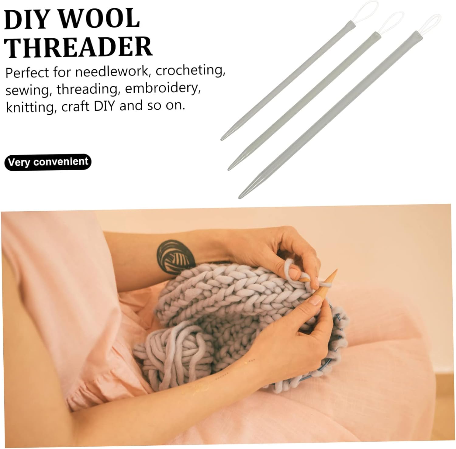 IWOWHERO Wool Yarn Threader Needle Loop Large-Eye Needles Knitting Tool Sewing Supplies Easy to Use