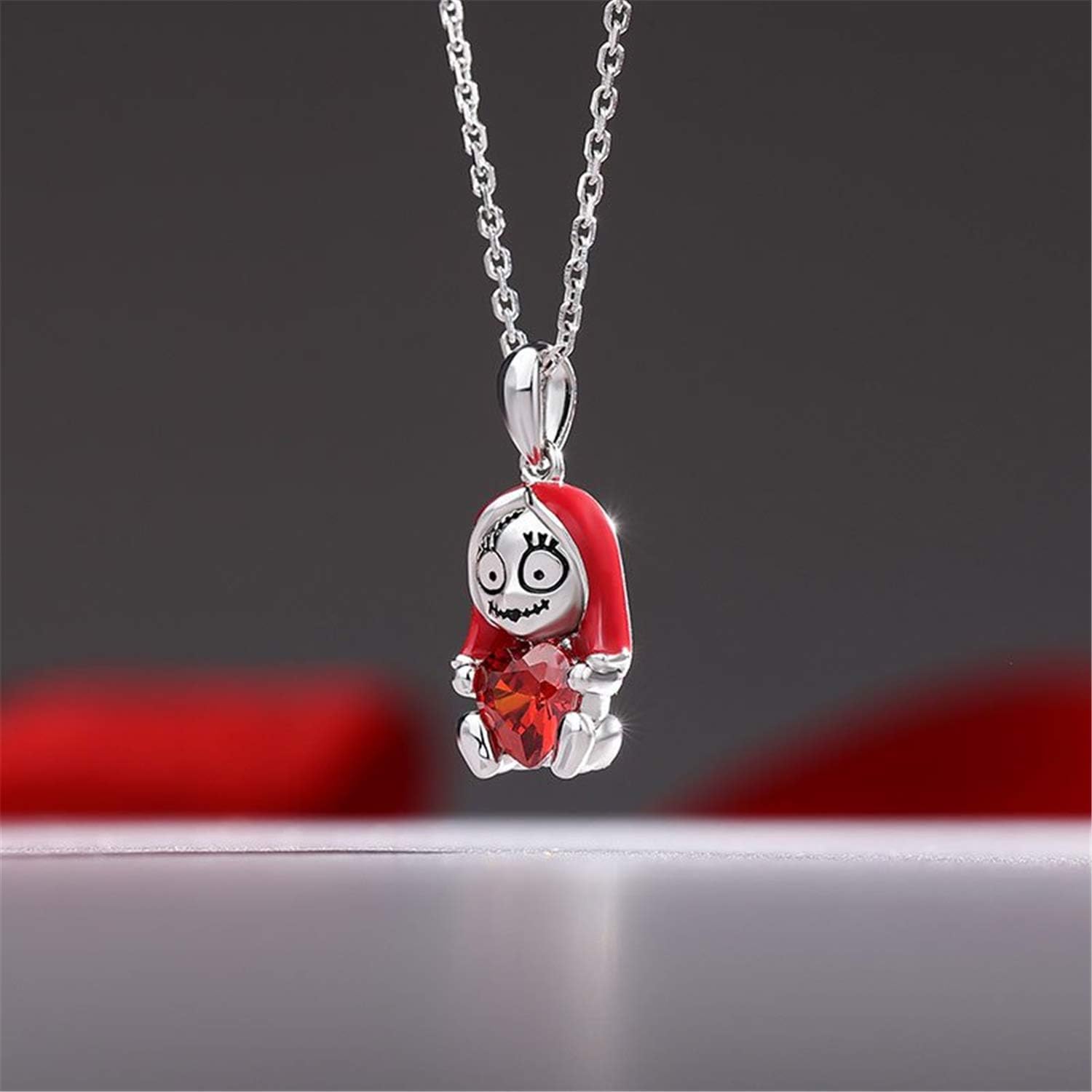 Jeulia Hug Me Endless Joy Skull Heart Cut Sterling Silver Necklace for Women Wife Girlfriend Engagement Wedding Anniversary Valentin’s Day Birthday with Jewelry Box