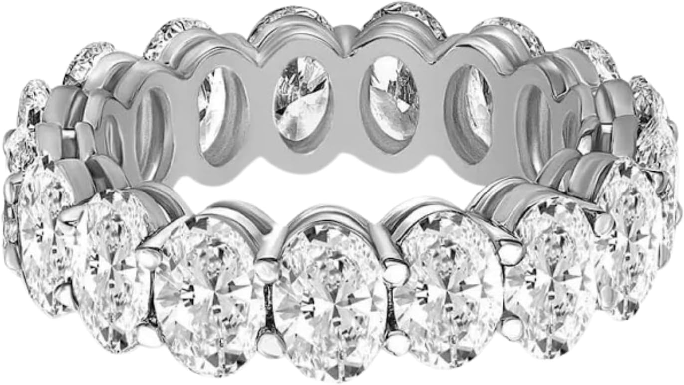 Oval Cut Eternity Lab Grown Diamond Band (D/E/F COLOR | VVS2/VS1 CLARITY) 10K 14K 18K White Diamond Engagement Band Lab Grown Diamond Wedding Anniversary Promise Band Christmas Gift For Women