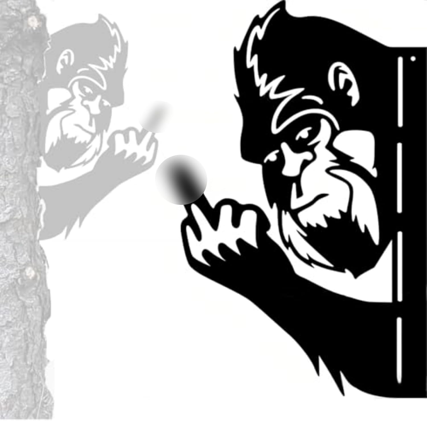 Tiinasol Peaking a Boo Flipping Off Bigfoot Animal Metal Sign Art Ornament, Animals Peeking Around Metal Sign, Animal Peeping Around Signs Corner Tree Garden Fence Farmhouse Outdoor Home Decoration