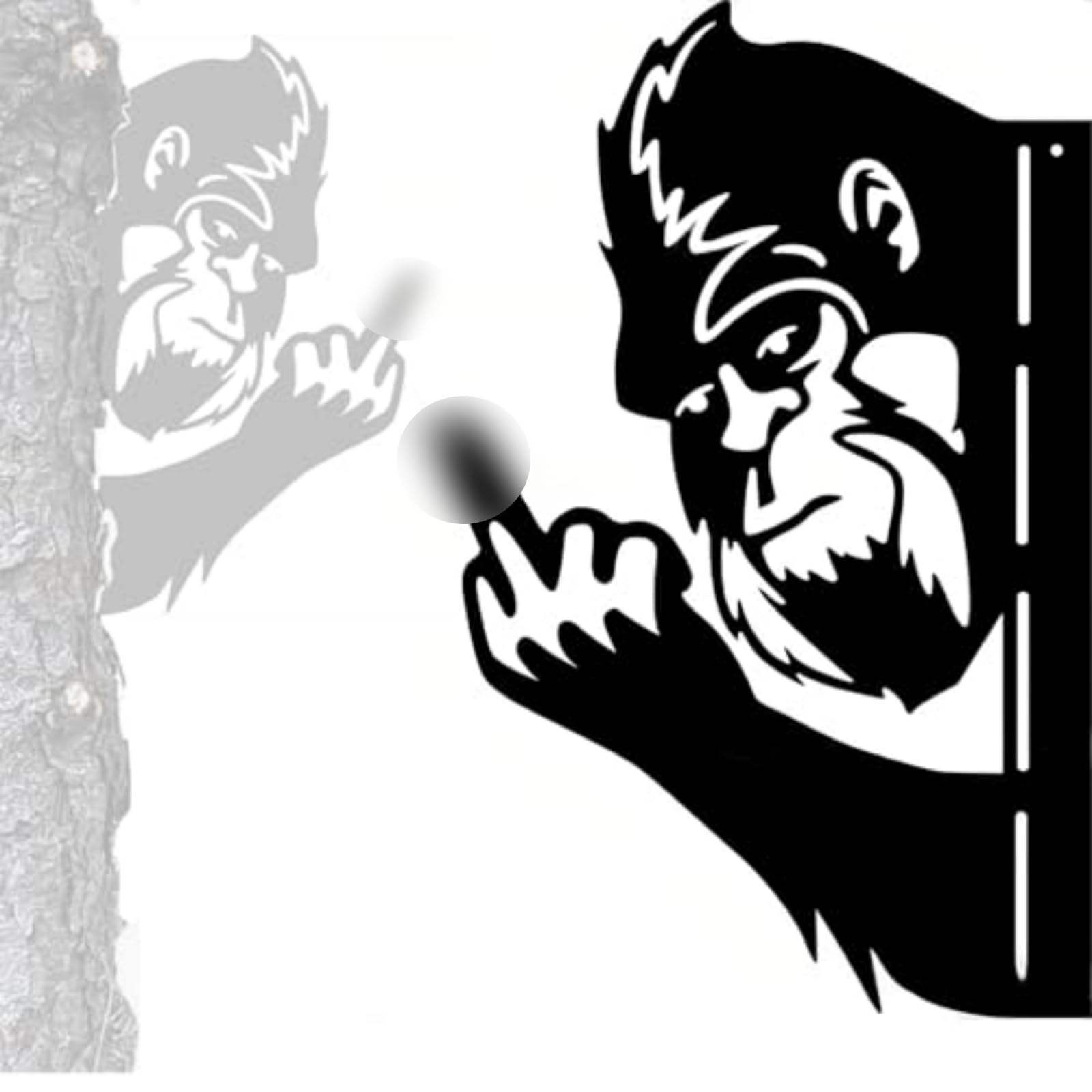 Tiinasol Peaking a Boo Flipping Off Bigfoot Animal Metal Sign Art Ornament, Animals Peeking Around Metal Sign, Animal Peeping Around Signs Corner Tree Garden Fence Farmhouse Outdoor Home Decoration