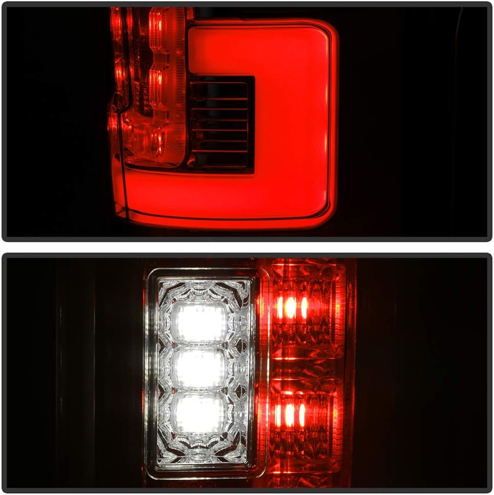 ACANII - For [LED & Blind Spot Model] 2017-2019 Ford F250 F350 SuperDuty Red Clear Full LED Tail Lights Brake Lamps Pair