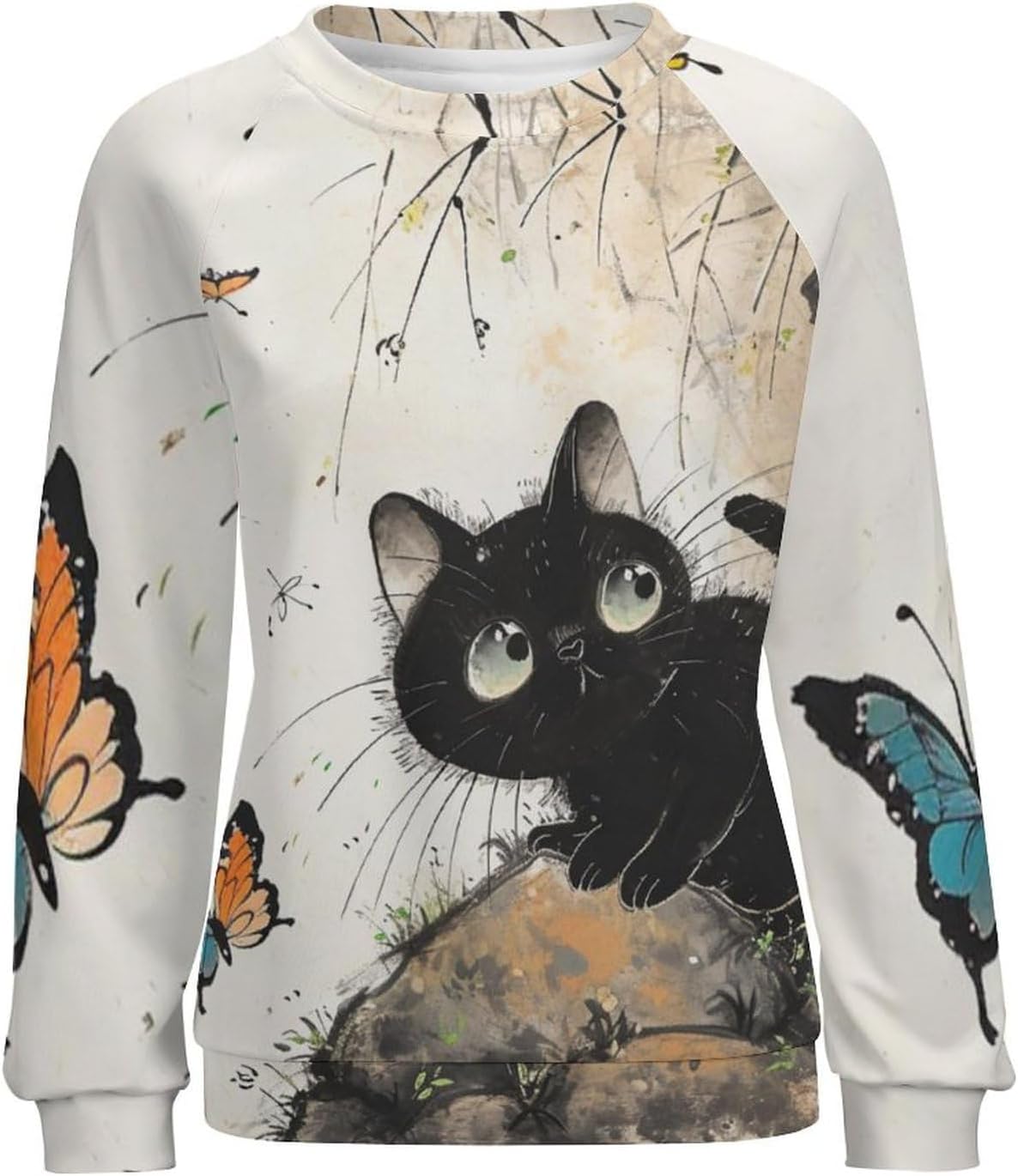 Long Sleeve Shirts for Women Cat Printed Fall Winter Dressy Holiday Casual Fashion Crewneck Tunic Tee Shirts - Image 4