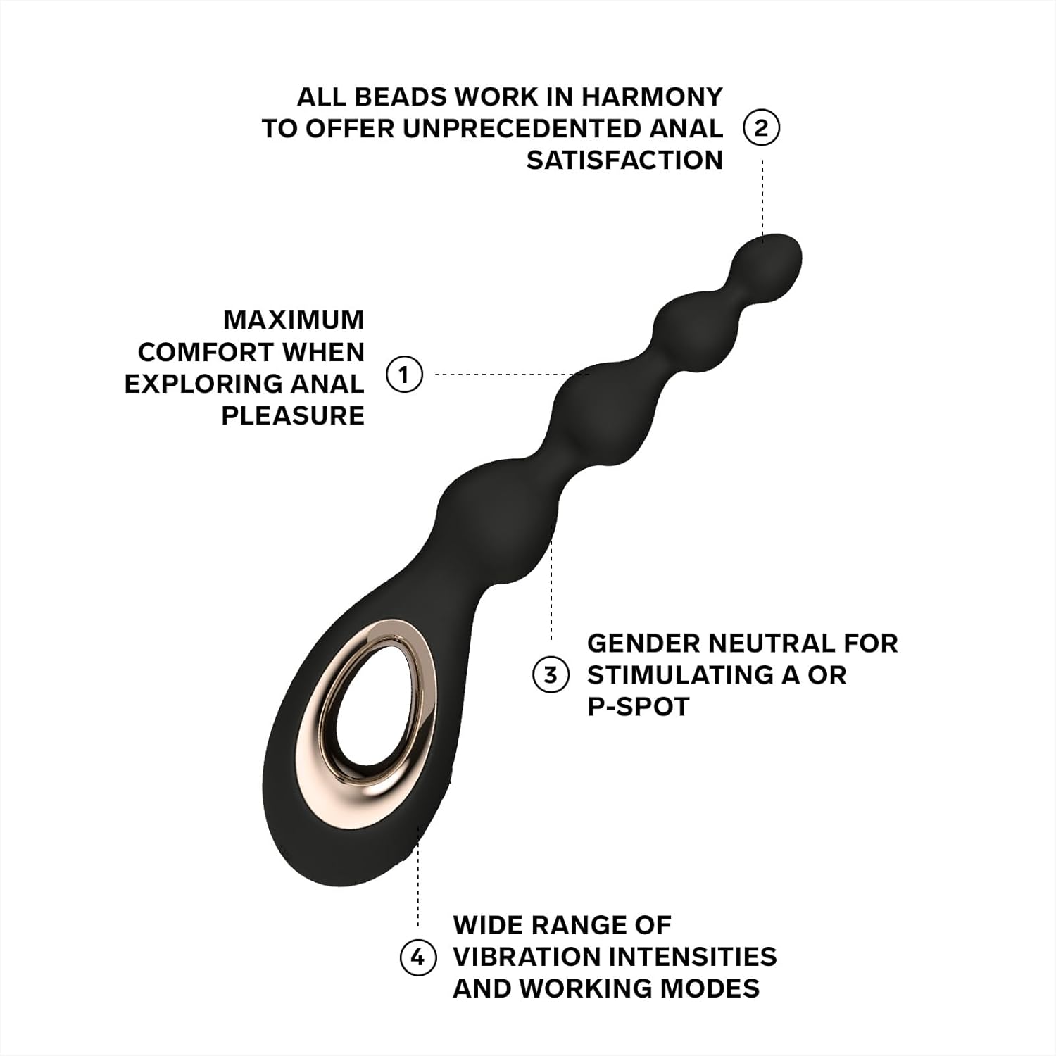 LELO Soraya Beads Vibrating Anal Beads Massager with Bow-Motion Technology and 8 Vibrating Patterns, Adult Anal Toys (Black)