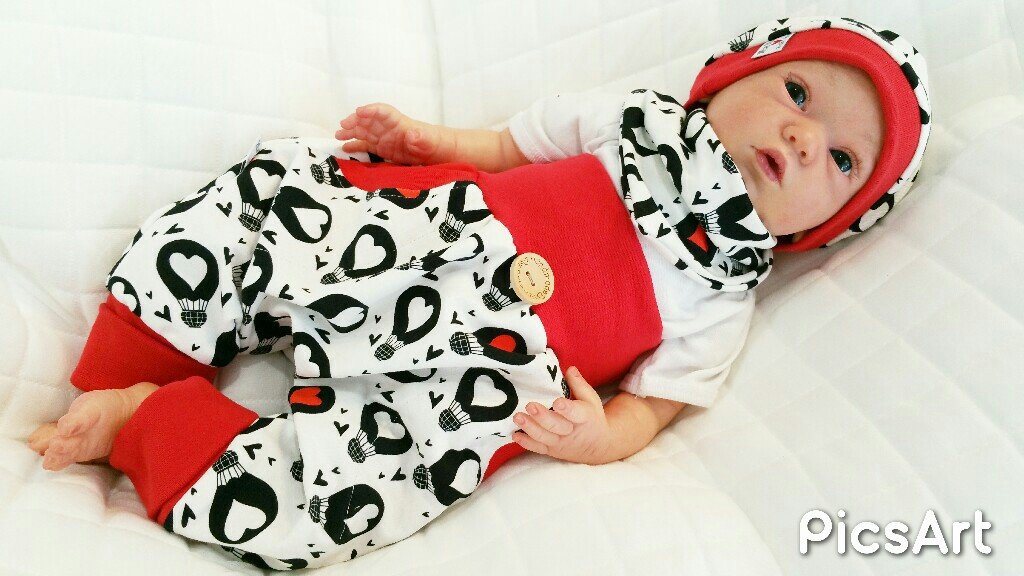 Atelier MiaMia - Pumphose Set Baby Kind von 56, 62, 68, 74, 80, 86, 92, Designer Babyhose Set Limitiert !! Luftballons - 80