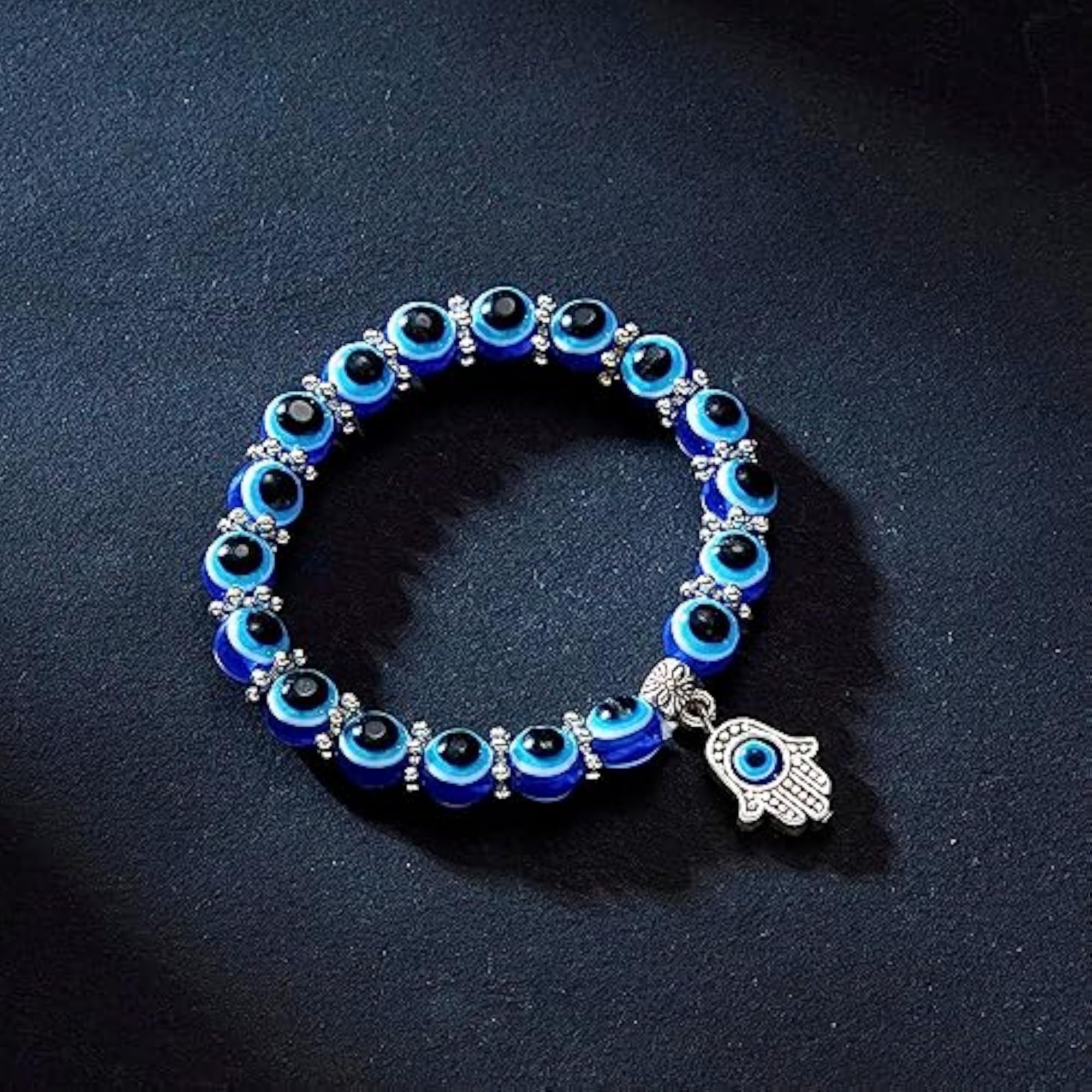 Evil Eye Silver Chain Pendant with Bracelet and Ring Combo