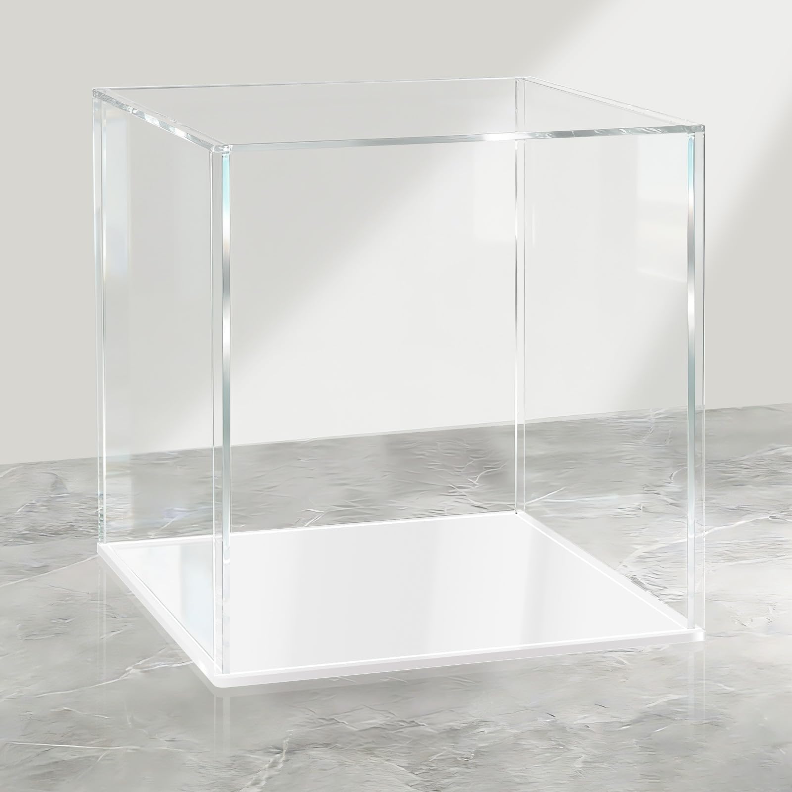 LANSCOERY Acrylic Display Case, 9.1 x 9.1 x 9.1 in, White, for Figures