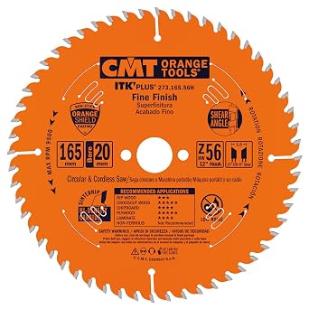 CMT ORANGE TOOLS 273.165.56H ITK Plus Saw Blade 6-1/2x0.063/0.039x20mm5/8 Z56