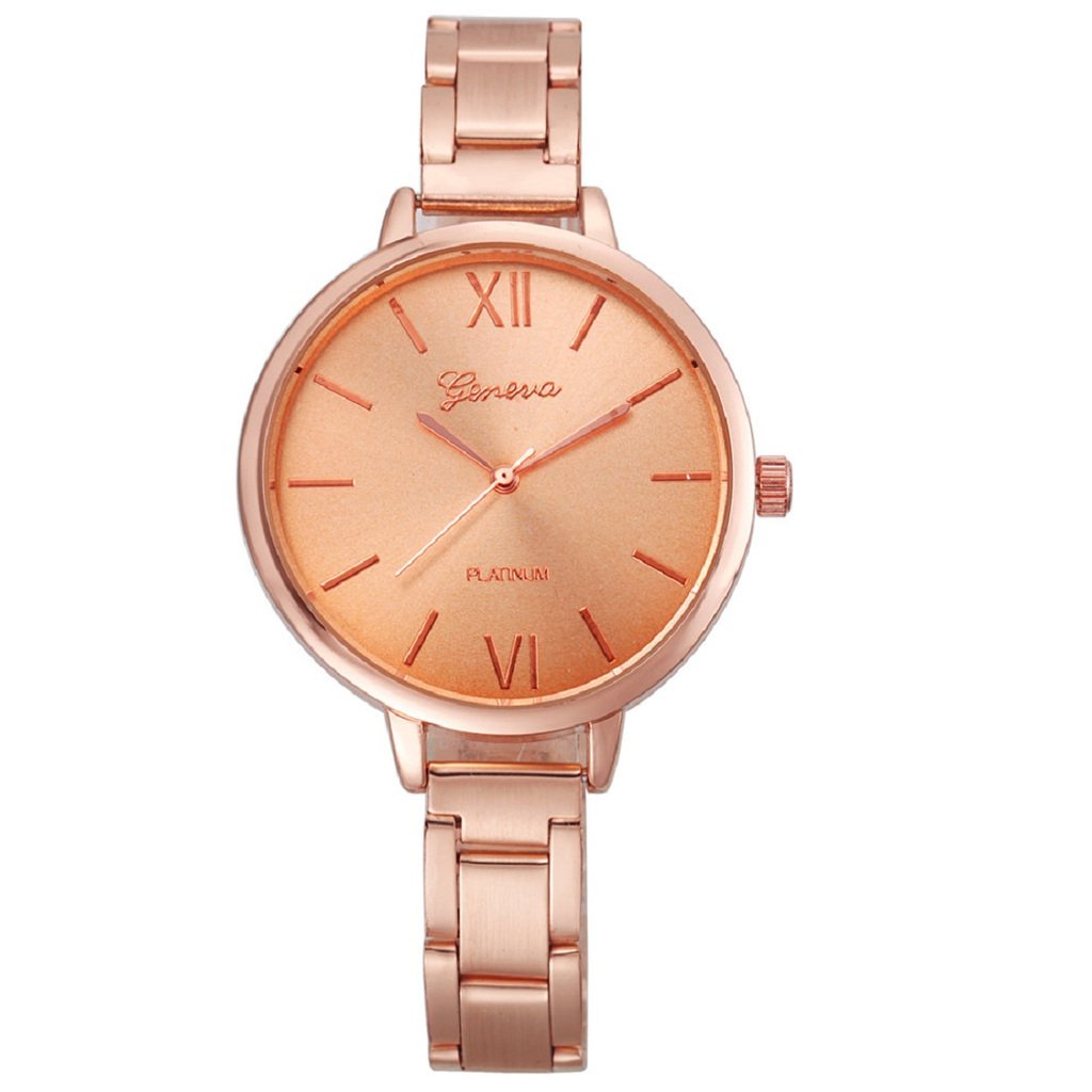 Geneva Platinumanalog Rose Gold Dial Womens Watch Gp 136