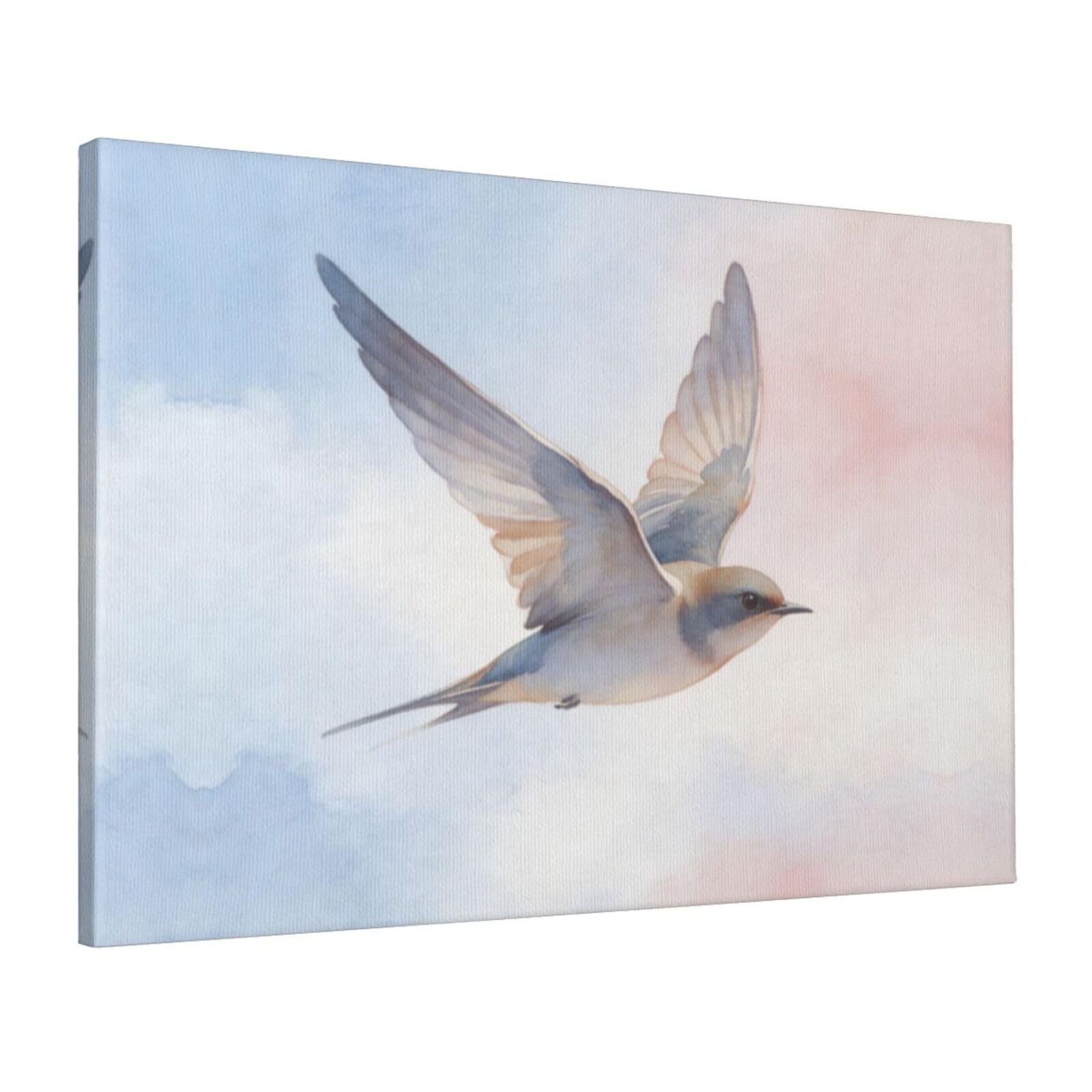 CNTDBU Bird Wash Art Canvas Wall Art 16x24 Inch-Large Modern Painting Print for Living Room, Framed Ready to Hang Artwork for Bedroom