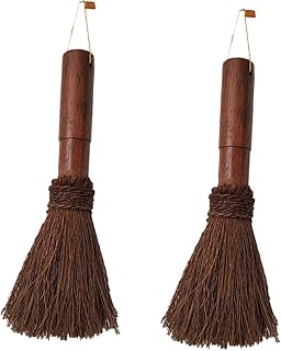 Handmade Coconut Fiber Pot Brush with Wood Handle Heat Resistant Kitchen Cleaning Tool for Woks and Pots Multi Purpose Scrubber Compact Design with Hanging Rope for Easy Drying