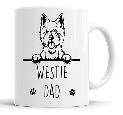 Faithful Prints Westie Dad Mug Pet Present West Highland Terrier Dog Mum Dad Friend Joke Funny Gift Cup Birthday Christmas, Ceramic Mug